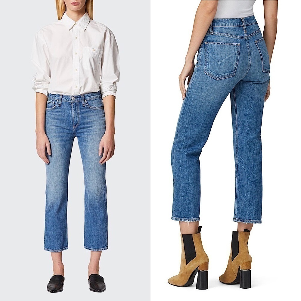 HUDSON 90s High Waist Distressed Denim Straight Leg‎ Ankle Cropped Jeans 27